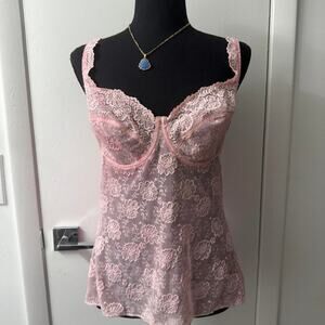 Pink lace babydoll cami top